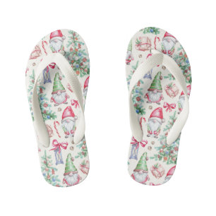Girls Christmas Gnomes Holiday Flip Flops