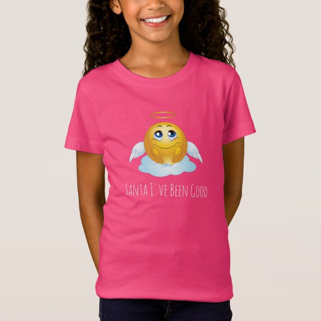 Girl's Christmas Santa I've Been Good Emoji Top (Front)