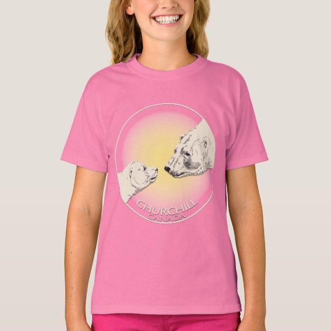 Girl's Churchill Polar Bear Shirt Bear Art T-Shirt (Front)