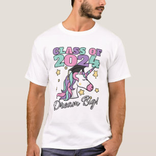 Girls Class of 2024 Magical Unicorn Graduation Cap T-Shirt