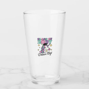 Girls Class of 2037 Magical Unicorn Graduation Cap Glass