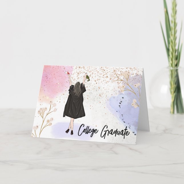 Girls College Graduation  Card (Front)