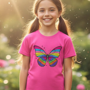 Girl's Colorful Butterfly T-Shirt – Trendy