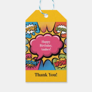 Girls’ Colorful Pop Art Birthday Party Thank You Gift Tags