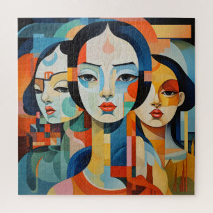 Girls Colourful Abstract Art Jigsaw Puzzle