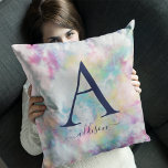 Girl's Colourful Tie-Dye Monogram Name Throw Cushion<br><div class="desc">Cute tie-dye monogram and name pillow for her bedding. A tie-dyed personalised design she will love.</div>