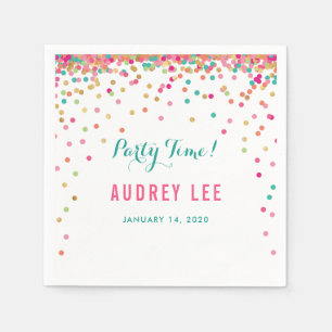 Girls confetti sprinkles birthday party decor napkin