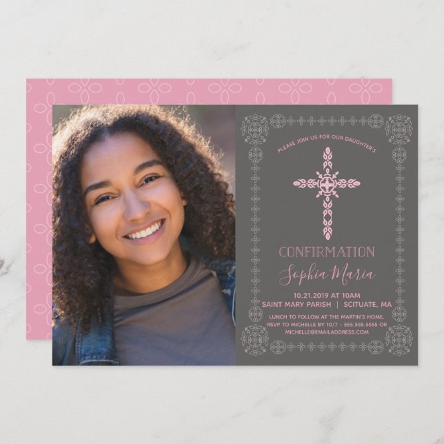 Girl's Confirmation Party Invitation w/ Photo (Front/Back)