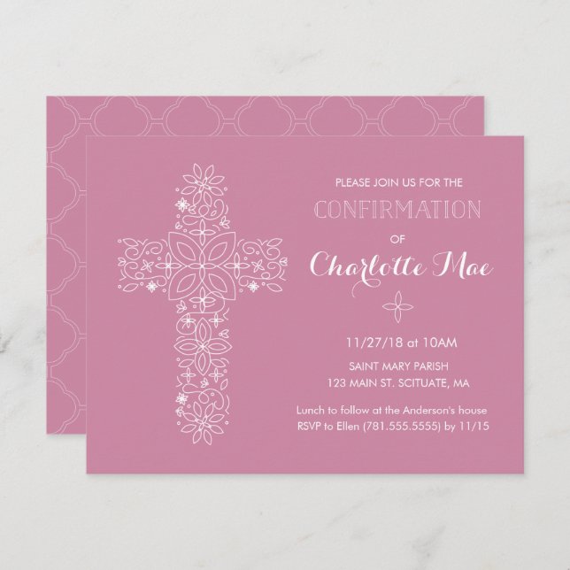Girl's Confirmation Religious Invitation Card (Front/Back)