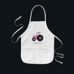 Girl's Cool Doodle Pink Farm Tractor with Name Kids Apron<br><div class="desc">This cute design is a part of a collection featuring cute transport doodles for baby boy's and girl's apparel and accessories. The design features a hand drawn pink farm tractor, and can be personalised with your baby girl's name. Perfect for little farmers! Check out our store for baby boy tractor...</div>