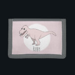 Girl's Cool Pink Doodle T-Rex Dinosaur with Name Tri-fold Wallet<br><div class="desc">This cool design is a part of a collection featuring cute dinosaurs for little girl's apparel and accessories. This children's design features a hand drawn pink T-Rex doodle dinosaur and can be personalised with your girl's name. Perfect for your little girl's first wallet. Check out our store for other dinosaur...</div>