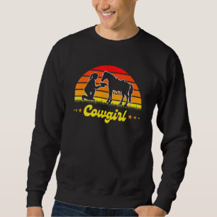 Girls Cow Girl Horse Riding Western Boots Howdy Co Sweatshirt