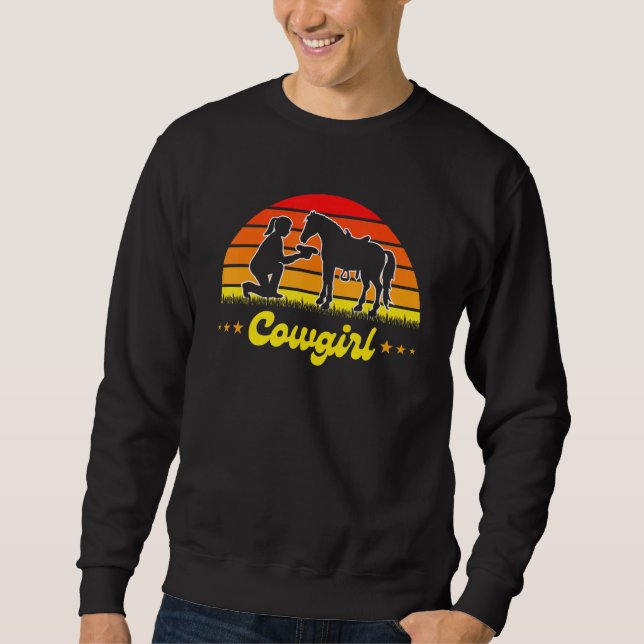 Girls Cow Girl Horse Riding Western Boots Howdy Co Sweatshirt (Front)