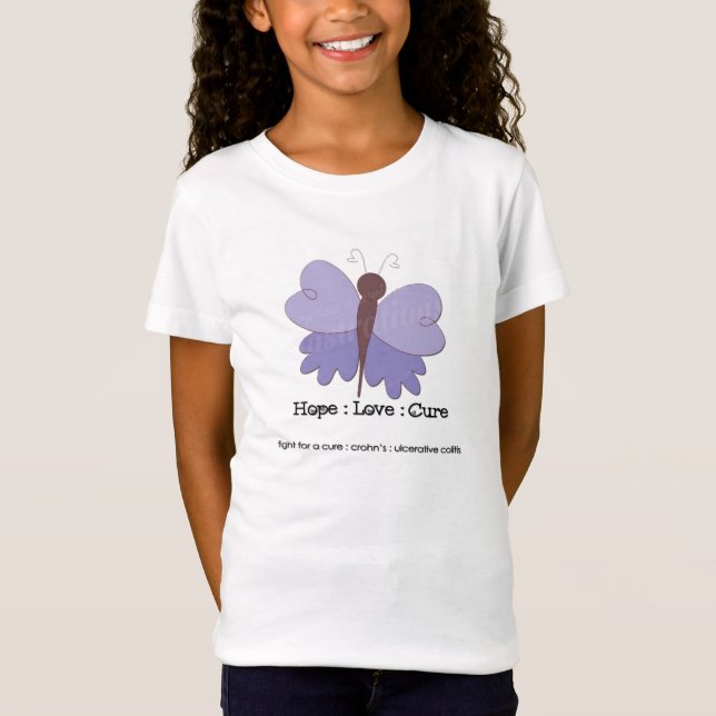 Girls' Crohn's Hope : Love : Cure Butterfly Tee (Front)