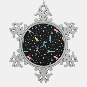 Girls Cross Country, Track Field, Marathon Runner Snowflake Pewter Christmas Ornament
