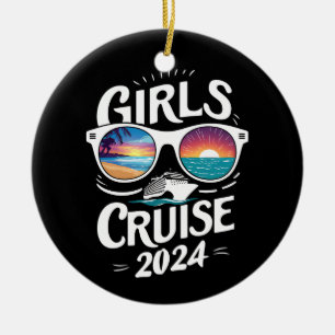 Girls Cruise Trip 2024 Vacation Lovers Ceramic Tree Decoration