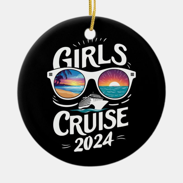 Girls Cruise Trip 2024 Vacation Lovers Ceramic Tree Decoration (Front)