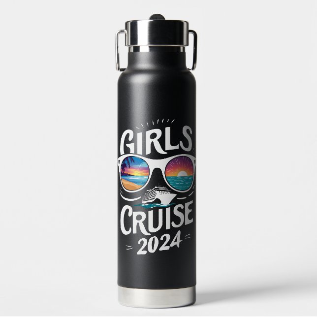 Girls Cruise Trip 2024 Vacation Lovers Water Bottle (Front)