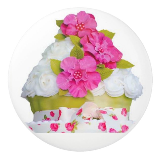 Girls Cup Cake Ceramic Knob (Front)