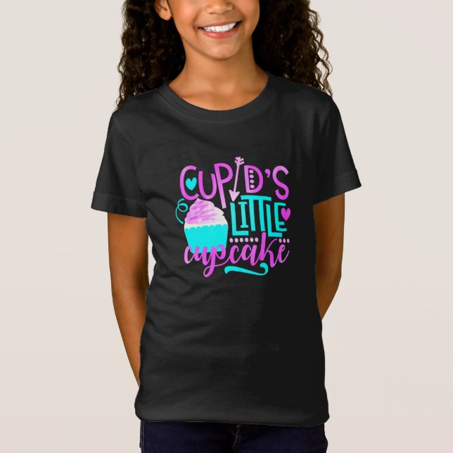 Girls Cupid's little Cupcake Valentine's T-Shirt (Front)