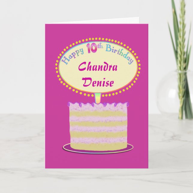 Girls Cute 10th Birthday Personalise It Card (Front)
