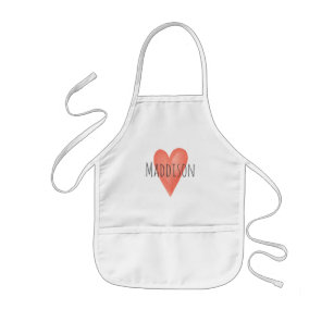 Girls Cute and Girly Pink Watercolor Heart Kids Kids Apron