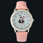 Girls Cute and Minimalist Panda Bear Kids Watch<br><div class="desc">This cute and fun kids watch features a whimsical jungle panda bear illustration. The watch provides areas for you to add your girl’s name in a minimalist and modern pink font. Perfect for any panda lover.</div>