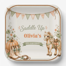 Girls Cute Autumn Horse Pumpkin Birthday