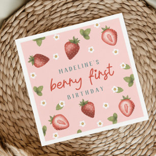 Girls Cute Berry First Summer Kids 1st Birthday Napkin