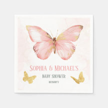 Girls Cute Blush Pink Butterfly Baby Shower Party
