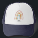 Girls Cute Boho Pink Watercolor Rainbow Trucker Hat<br><div class="desc">This cute boho kids trucker hat design features a pastle pink watercolor rainbow illustration and can be personalised with your girls name. Perfect for rainbow-loving children.</div>