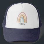 Girls Cute Boho Pink Watercolor Rainbow Trucker Hat<br><div class="desc">This cute boho kids trucker hat design features a pastle pink watercolor rainbow illustration and can be personalised with your girls name. Perfect for rainbow-loving children.</div>