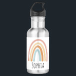 Girls Cute Boho Rainbow Kids School 532 Ml Water Bottle<br><div class="desc">This cute and chic kids water bottle design features a boho-style muted rainbow,  with room for you to add your girl's name in beautiful typography. The perfect back-to-school gift for your rainbow-loving child.</div>