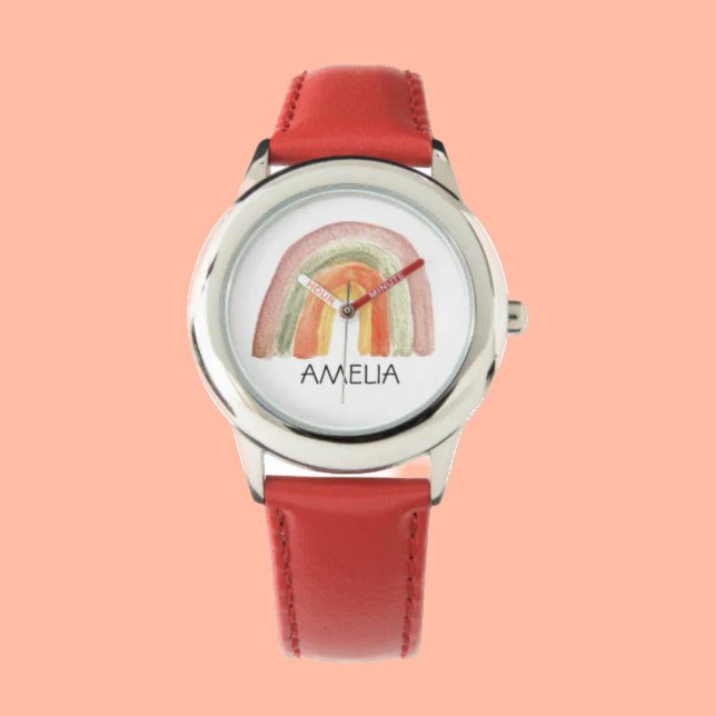 Girls Cute Boho Watercolor Rainbow and Name Watch (Creator Uploaded)