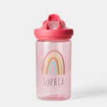 Girls Cute Boho Watercolor Rainbow and  Water Bottle<br><div class="desc">This cute boho kids water bottle features a neutral watercolor rainbow and can be personalised with your girls name. The perfect pink rainbow design is a great addition to school,  kindergarten,  or preschool supplies.</div>