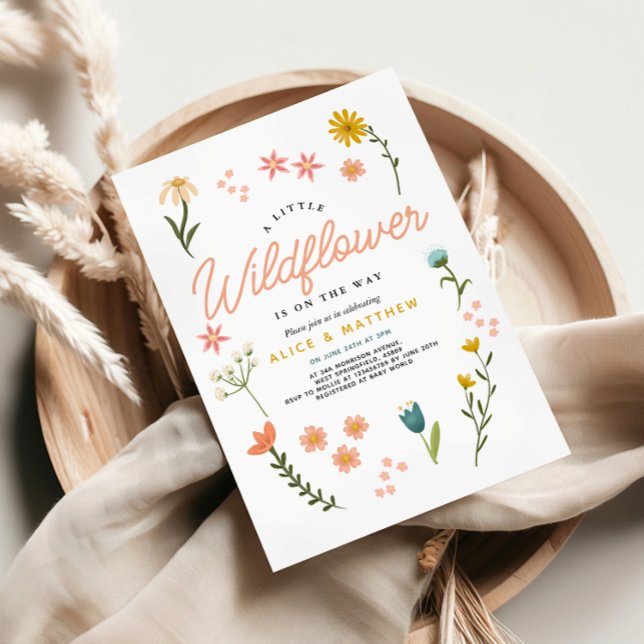 Girls Cute Boho Wildflower Floral Baby Shower Invitation (Creator Uploaded)