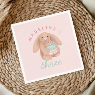 Girls Cute Bunny Cake Girls Whimsical Birthday  Napkin