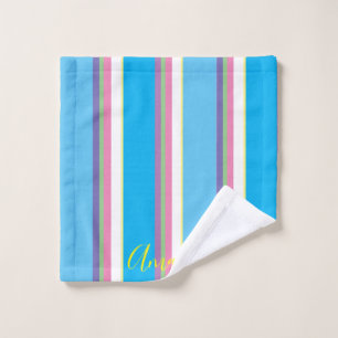 Girls Cute Cursive Pastel Rainbow Colour Pattern Bath Towel Set