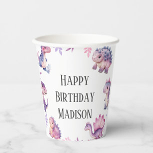 Girls Cute Dinosaur Themed Birthday Party Paper Cups
