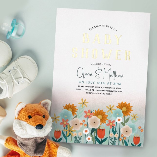 Girls Cute Elegant Floral Wildflowers Baby Shower (Creator Uploaded)