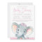 Girls Cute Elephant Baby Shower Invitations