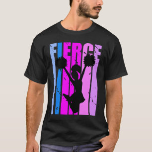Girls Cute Fierce Cheerleading Birthday Colourful T-Shirt