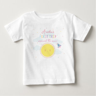 Girls Cute First Trip Around The Sun Personalised Baby T-Shirt