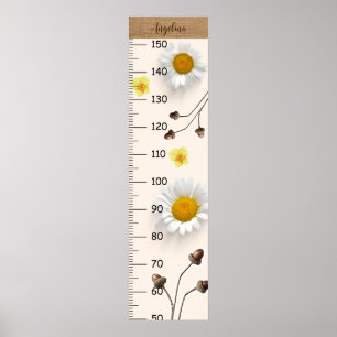 Girls Cute Flower Growth Chart Metric
