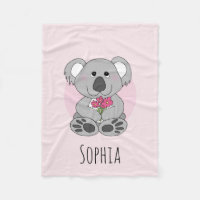 Girls Cute Koala Bear Flowers and Name Kids