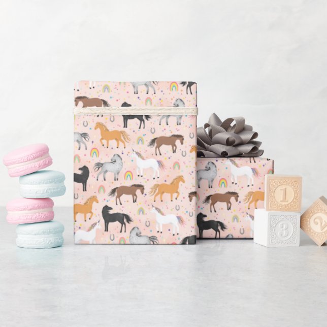 Girls Cute Magical Cute Pink Unicorn Birthday Wrapping Paper (Baby Shower)