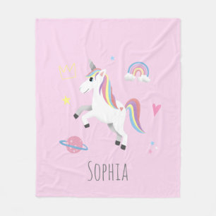 Girls Cute Magical Pink Unicorn Kids Fleece Blanket
