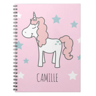 Girls Cute Magical Pink Unicorn Kids School Notebook