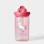 Girls Cute Magical Purple Unicorn and Rainbow Water Bottle<br><div class="desc">This cute and modern kids water bottle features a unicorn,  planet,  stars,  a crown,  a rainbow,  and heart,  and can be personalised with your girls name. The perfect magical accessory to add to your child's preschool,  kindergarten,  or back-to-school supplies. Check out our purple unicorn collection for other cute gifts.</div>