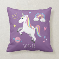 Girls Cute Magical Purple Unicorn & Name Kids